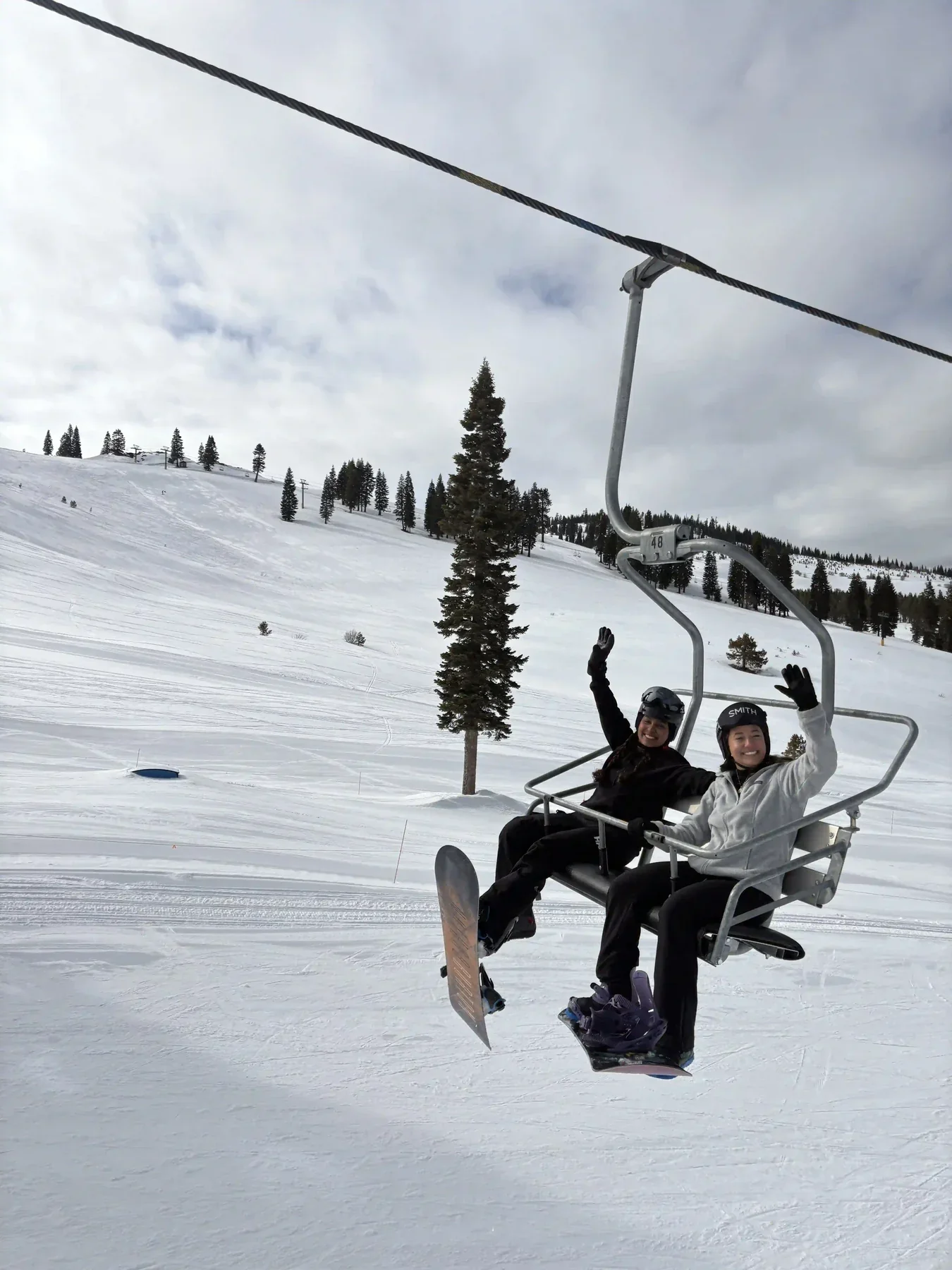 Friends from Work and Travel connecting while enjoying a ski resort